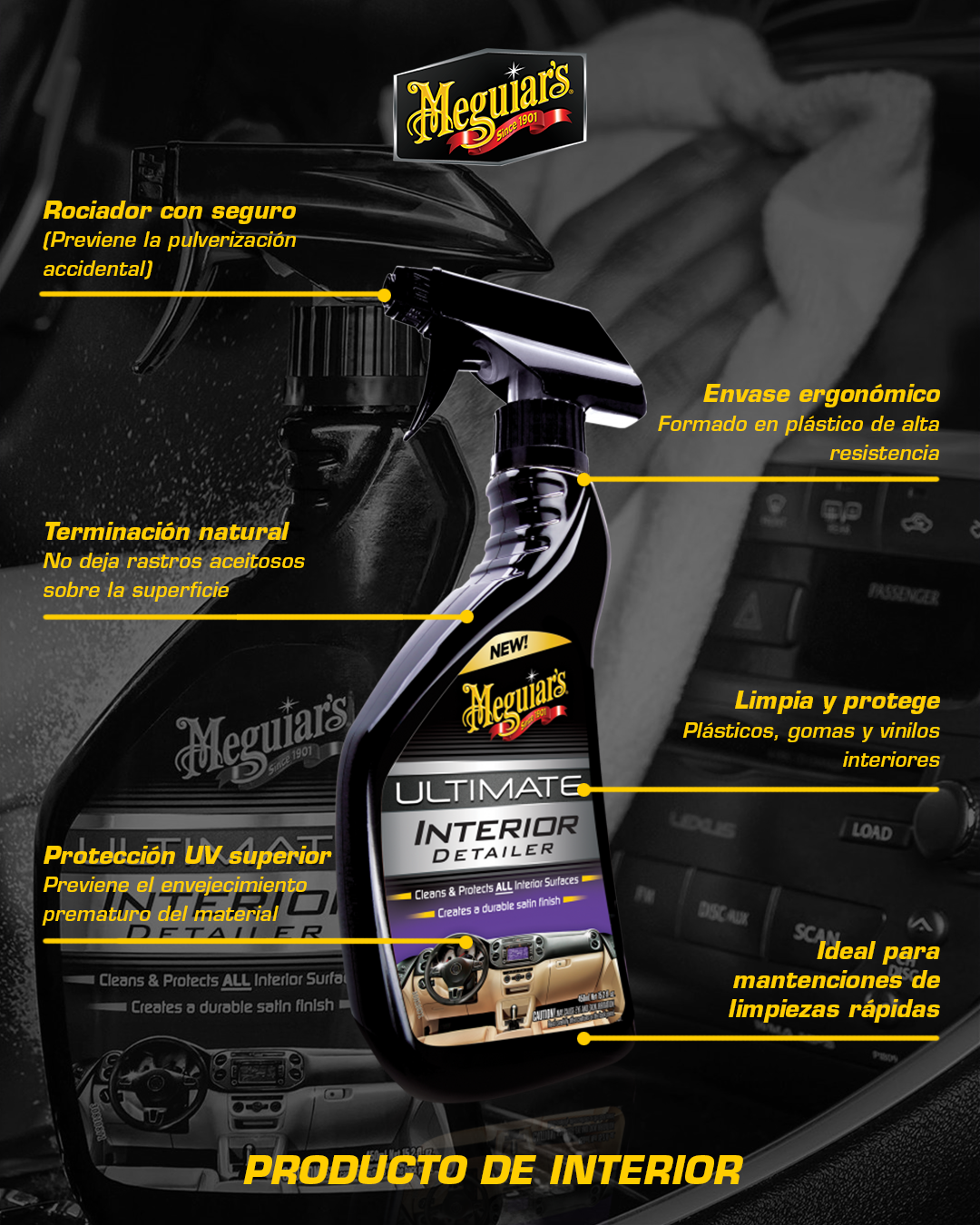 Meguiars Ultimate Interior Detailer - Limpiador Interior 473ml