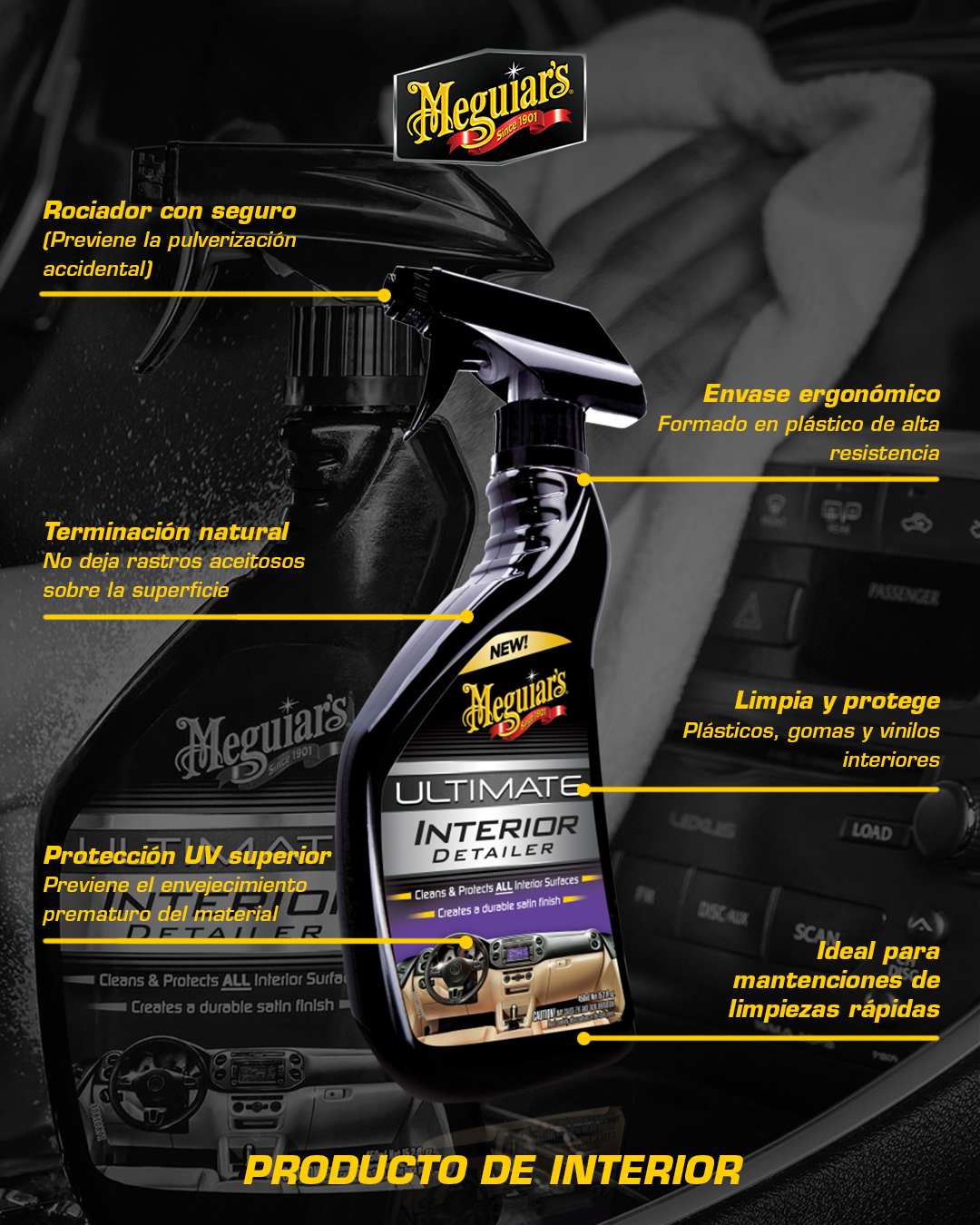 Meguiars Ultimate Interior Detailer 450ml for a satin finish