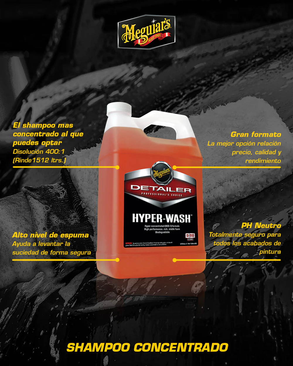 Hyper Wash Meguiars 3.78 Ltrs - Shampoo para Autos