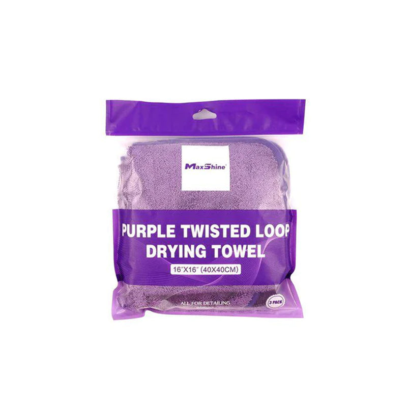Maxshine® Purple Twisted Loop Drying Towel  600 GSM -3pcs/pack - Toalla De Microfibra Para Secado
